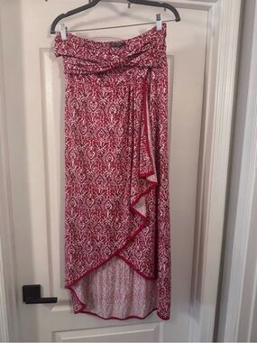 Michael Stars Red and White Printed Maxi Skirt